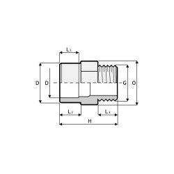 RACCORDO PVC - Adattatore M 50 F 40 mm x 1 1/2'' (filettato) fig. 2